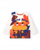 T-shirt à manches longues pour garçon blanc avec imprimé T-shirt à manches longues pour garçon blanc avec imprimé