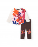 Ensemble fille t-shirt et legging blanc imprimé fleuri Ensemble fille t-shirt et legging blanc imprimé fleuri