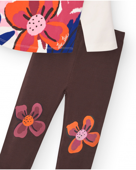 Ensemble fille t-shirt et legging blanc imprimé fleuri Ensemble fille t-shirt et legging blanc imprimé fleuri