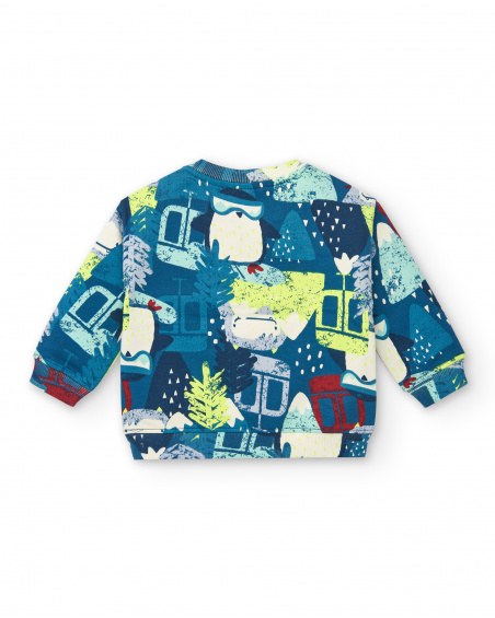 Pull à imprimé montagne et animal pour garçon de la collection