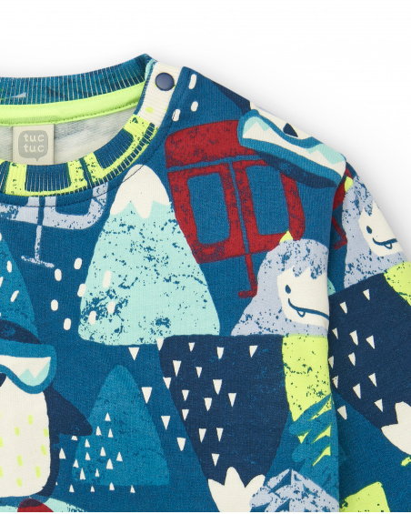 Pull à imprimé montagne et animal pour garçon de la collection