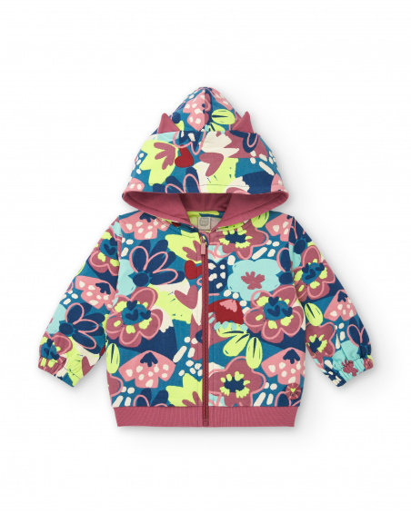 Veste à capuche à imprimé fleuri multicolore pour fille de la