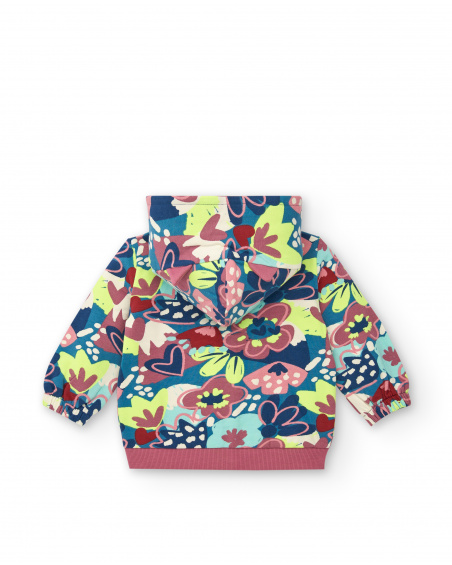 Veste à capuche à imprimé fleuri multicolore pour fille de la