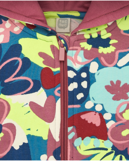 Veste à capuche à imprimé fleuri multicolore pour fille de la