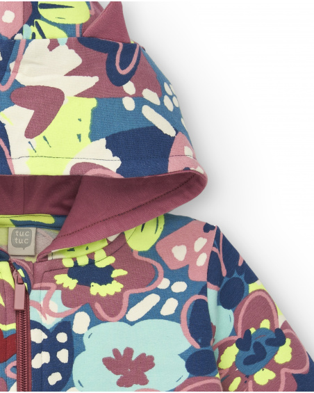 Veste à capuche à imprimé fleuri multicolore pour fille de la