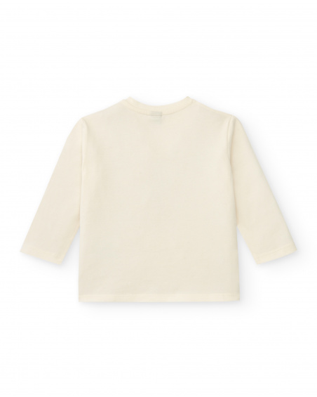T-shirt crème à manches longues avec imprimé maison pour fille