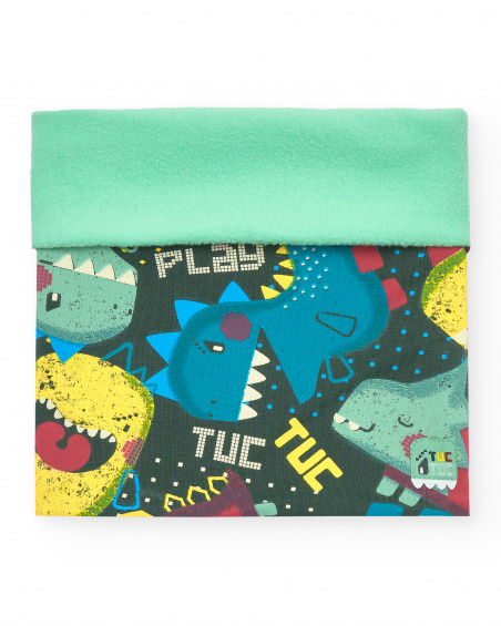 Bandana garçon avec imprimé dinosaure et doublure verte collection Cyber Dino