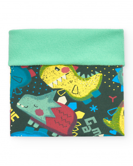 Bandana garçon avec imprimé dinosaure et doublure verte collection Cyber Dino