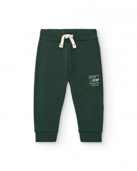 Pantalon de jogging pour garçon vert avec cordon réglable