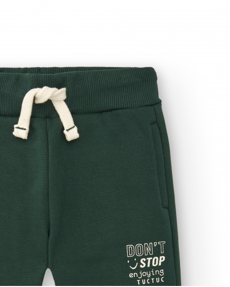 Pantalon de jogging pour garçon vert avec cordon réglable