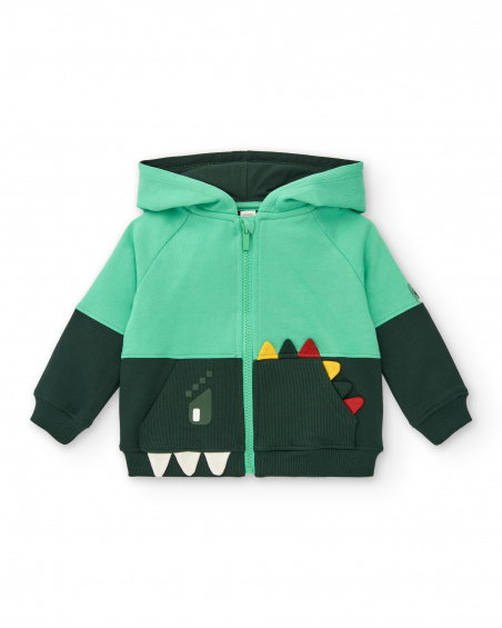 Sweat à capuche pour garçon dans les tons verts avec motif