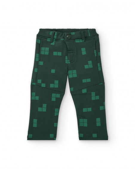 Pantalon garçon avec imprimé pixel dans les tons verts