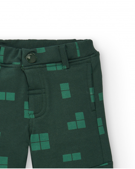 Pantalon garçon avec imprimé pixel dans les tons verts