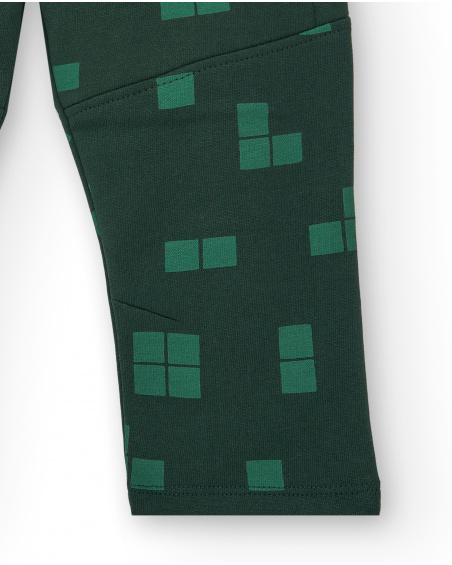 Pantalon garçon avec imprimé pixel dans les tons verts