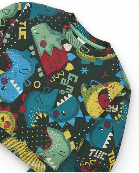 Ensemble sweat et pantalon de jogging garçon imprimé dinosaure