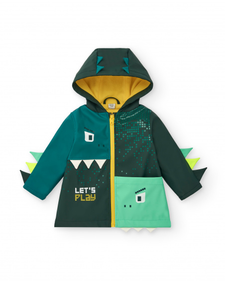 Veste imperméable garçon à capuche et motif dinosaure