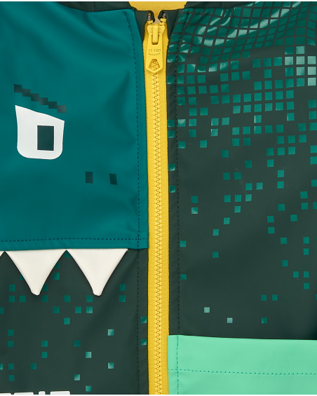 Veste imperméable garçon à capuche et motif dinosaure
