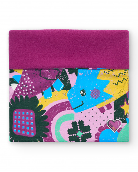 Bandana fille imprimé dinosaure et doublure fuchsia collection