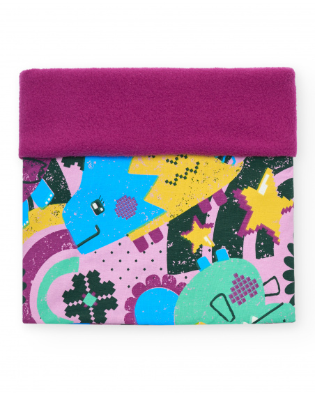 Bandana fille imprimé dinosaure et doublure fuchsia collection