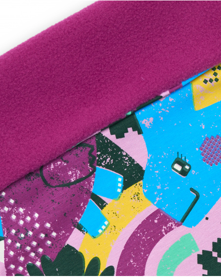 Bandana fille imprimé dinosaure et doublure fuchsia collection