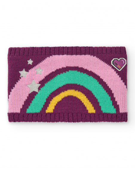 Bandana fille fuchsia avec motif arc-en-ciel et étoiles