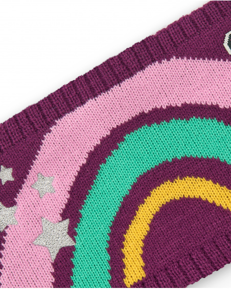 Bandana fille fuchsia avec motif arc-en-ciel et étoiles