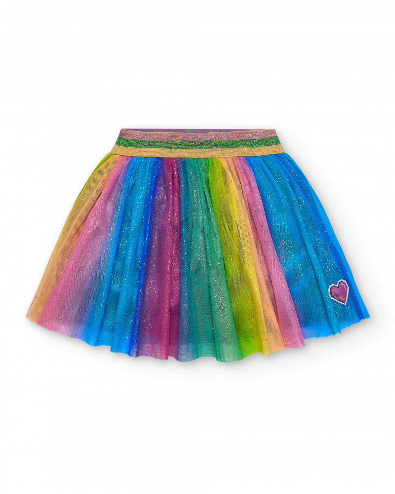 Jupe en tulle arc-en-ciel fille collection Cyber Dino