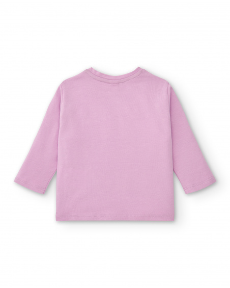 T-shirt rose manches longues avec coeurs pour fille collection