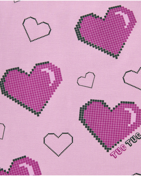 T-shirt rose manches longues avec coeurs pour fille collection