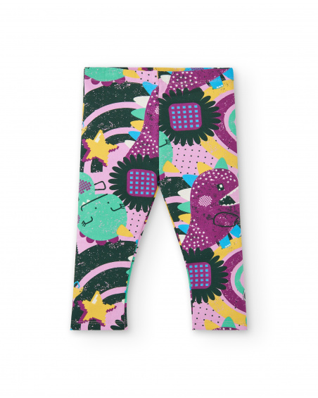 Legging imprimé multicolore fille collection Cyber Dino