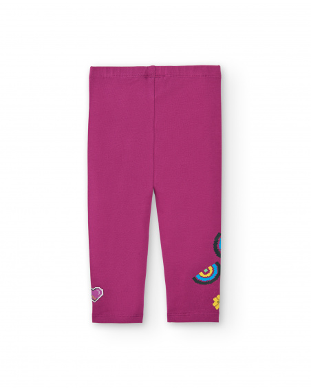 Legging fuchsia avec coeurs et fleurs pour fille collection