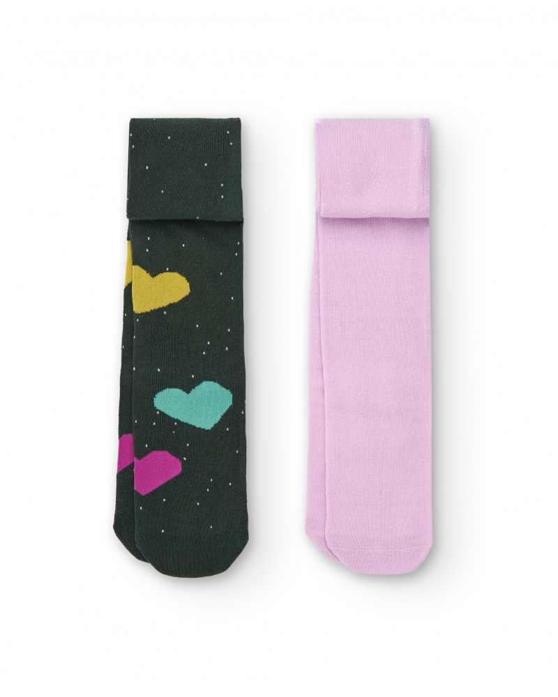 Pack de deux collants coeur fille collection Cyber Dino