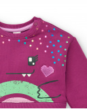 Robe sweat fuchsia avec jupe dinosaure et arc-en-ciel pour Robe sweat fuchsia avec jupe dinosaure et arc-en-ciel pour