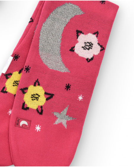 Bonnet et écharpe tricotés pour fille en rose avec détails