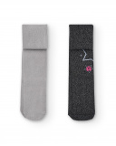Lot de 2 collants tricotés fille noirs avec détails brillants Lot de 2 collants tricotés fille noirs avec détails brillants