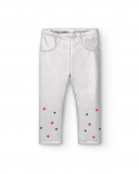 Legging fille en simili cuir gris avec détails étoiles Legging fille en simili cuir gris avec détails étoiles
