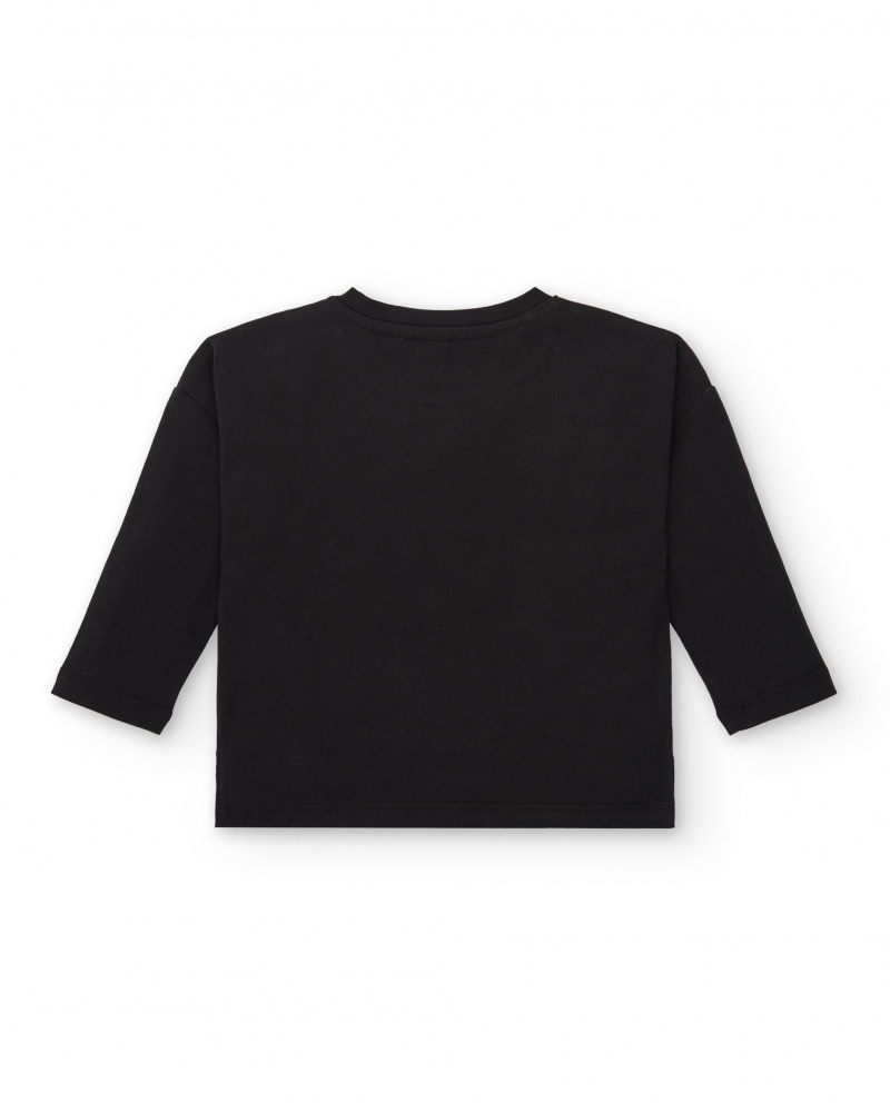 T shirt tricote fille noir avec imprime colore collection Cosmic girl tuc tuc