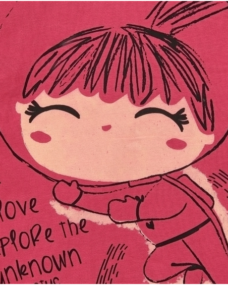 T-shirt fille fuchsia avec motif astronaute collection Cosmic T-shirt fille fuchsia avec motif astronaute collection Cosmic