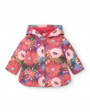 Veste imperméable fille rose à imprimé floral lumineux Veste imperméable fille rose à imprimé floral lumineux