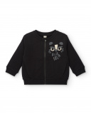 Sweat-shirt en peluche garçon noir avec fermeture éclair et Sweat-shirt en peluche garçon noir avec fermeture éclair et
