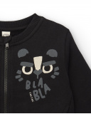 Sweat-shirt en peluche garçon noir avec fermeture éclair et Sweat-shirt en peluche garçon noir avec fermeture éclair et