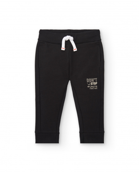 Pantalon peluche garçon noir avec détail "Don't Stop" Pantalon peluche garçon noir avec détail "Don't Stop"