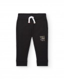 Pantalon peluche garçon noir avec détail "Don't Stop" Pantalon peluche garçon noir avec détail "Don't Stop"