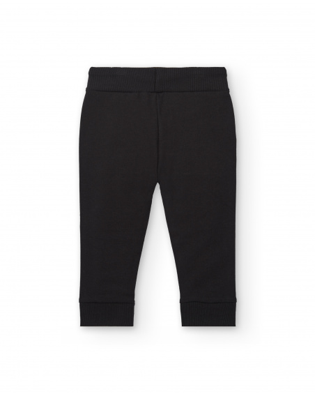 Pantalon peluche garçon noir avec détail "Don't Stop" Pantalon peluche garçon noir avec détail "Don't Stop"