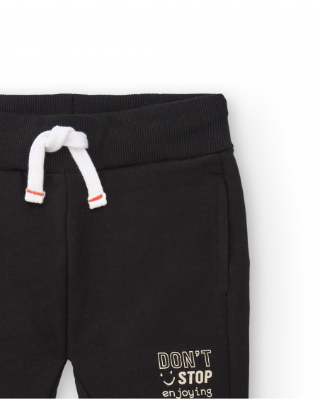 Pantalon peluche garçon noir avec détail "Don't Stop" Pantalon peluche garçon noir avec détail "Don't Stop"