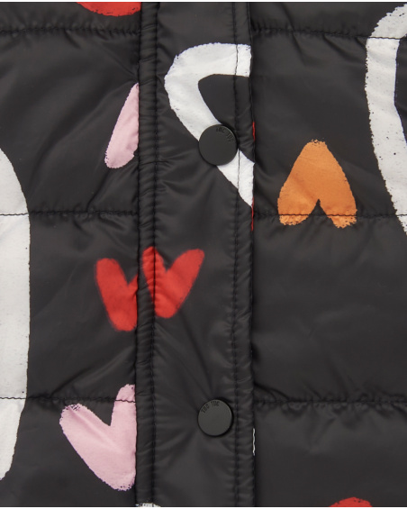 Gilet fille noir imprimé coeur collection Cartoon Calling