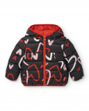 Parka fille noire imprimé coeur collection Cartoon Calling Parka fille noire imprimé coeur collection Cartoon Calling