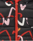 Parka fille noire imprimé coeur collection Cartoon Calling Parka fille noire imprimé coeur collection Cartoon Calling