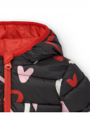 Parka fille noire imprimé coeur collection Cartoon Calling Parka fille noire imprimé coeur collection Cartoon Calling