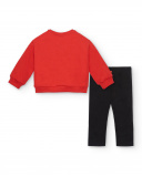 Ensemble peluche fille rouge et noir avec sweat tigre et coeurs Ensemble peluche fille rouge et noir avec sweat tigre et coeurs